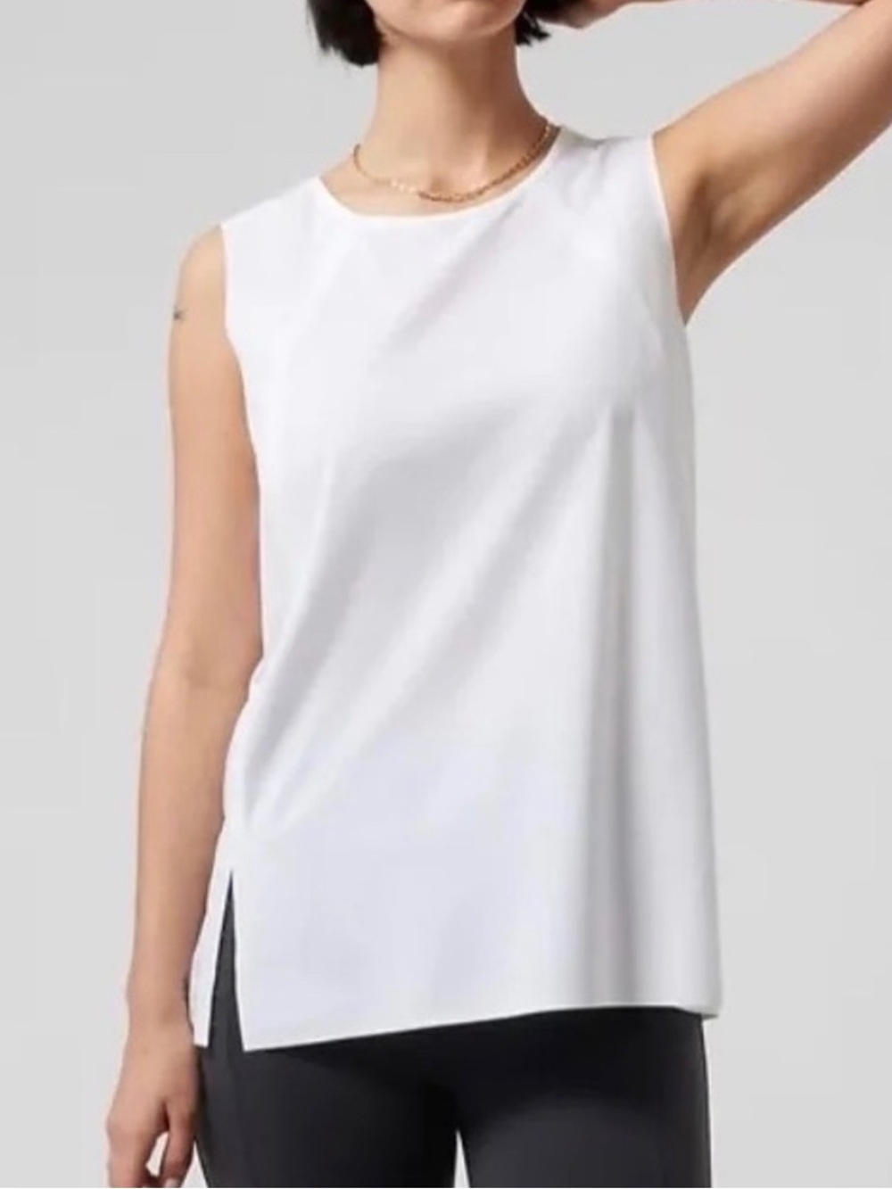 Athleta White Sleeveless Side-Slit Tank